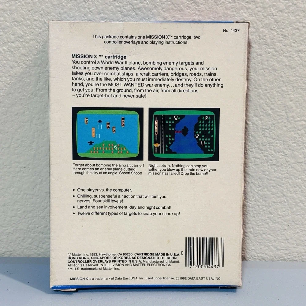 Mattel Intellivision Mission X Video Game No.4437 Complete 1983